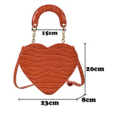 Stone Pattern Heart Tote Bag Women PU Leather Crossbody Bags