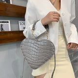 Heart Tote Bag Stone Pattern PU Leather Crossbody Bags Female Small Shoulder Bag