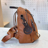 Women's PU Leather Backpack Soft Brown Satchel