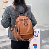 Women's PU Leather Backpack Soft Brown Satchel