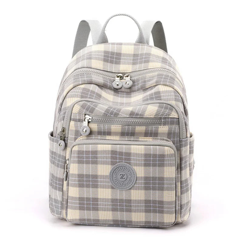 Plaid Backpack for Women England Style School Bag