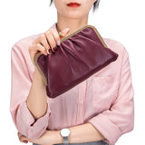 Kiss Lock Shoulder Bag Chain Crossbody Leather Clutch Wallet Messenger Bags
