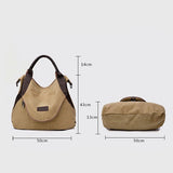 Large Capacity Canvas Leather Tote Handbag for Women