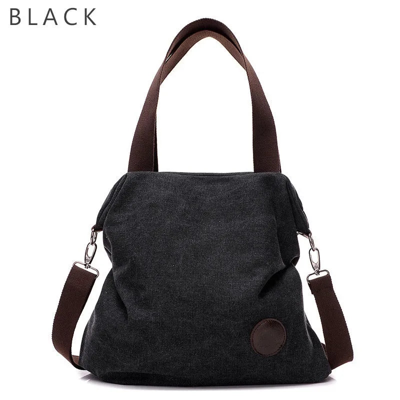 Large Capacity Canvas Leather Tote Handbag for Women