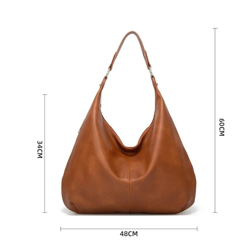 Vintage Leather Women Shoulder Bag European Style Tote Bag Casual Handbags