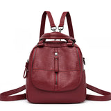 Leather Women's Backpack Casual School Bag