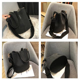 Women's Bucket Bag PU Leather Shoulder Crossbody Tote