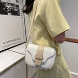 Small Saddle Crossbody Bag PU Leather Shoulder Bag Candy Color