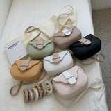 Small Saddle Crossbody Bag PU Leather Shoulder Bag Candy Color