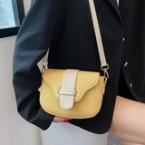 Small Saddle Crossbody Bag PU Leather Shoulder Bag Candy Color
