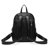 Men Leather School Backpack Waterproof Travel Bag