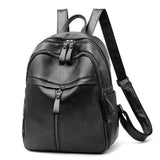 Men Leather School Backpack Waterproof Travel Bag