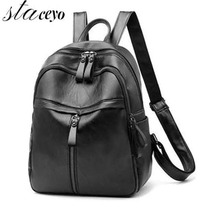 Men Leather School Travel Backpack Waterproof Rucksack