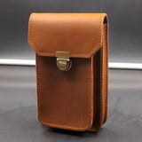 Men Crazy Horse Leather Waist Bag Hook Fanny Pack Vintage Casual Phone Pouch