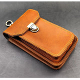 Men Crazy Horse Leather Waist Bag Hook Fanny Pack Vintage Casual Phone Pouch