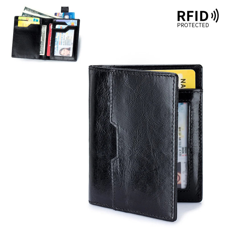 Men Short Wallet Vertical Multi-card Snap Coin Purse Youth Card Bag Cow Clutch