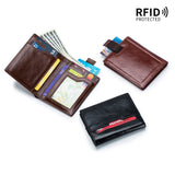 Men Short Wallet Vertical Multi-card Snap Coin Purse Youth Card Bag Cow Clutch