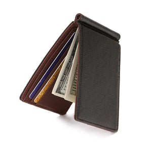 Men Short Wallets PU Leather Money Clips Solid Thin Wallet For Men