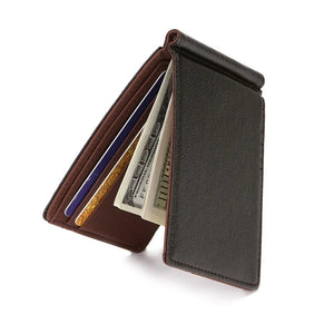 Short PU Leather Men Wallet Money Clip Solid Thin Purses