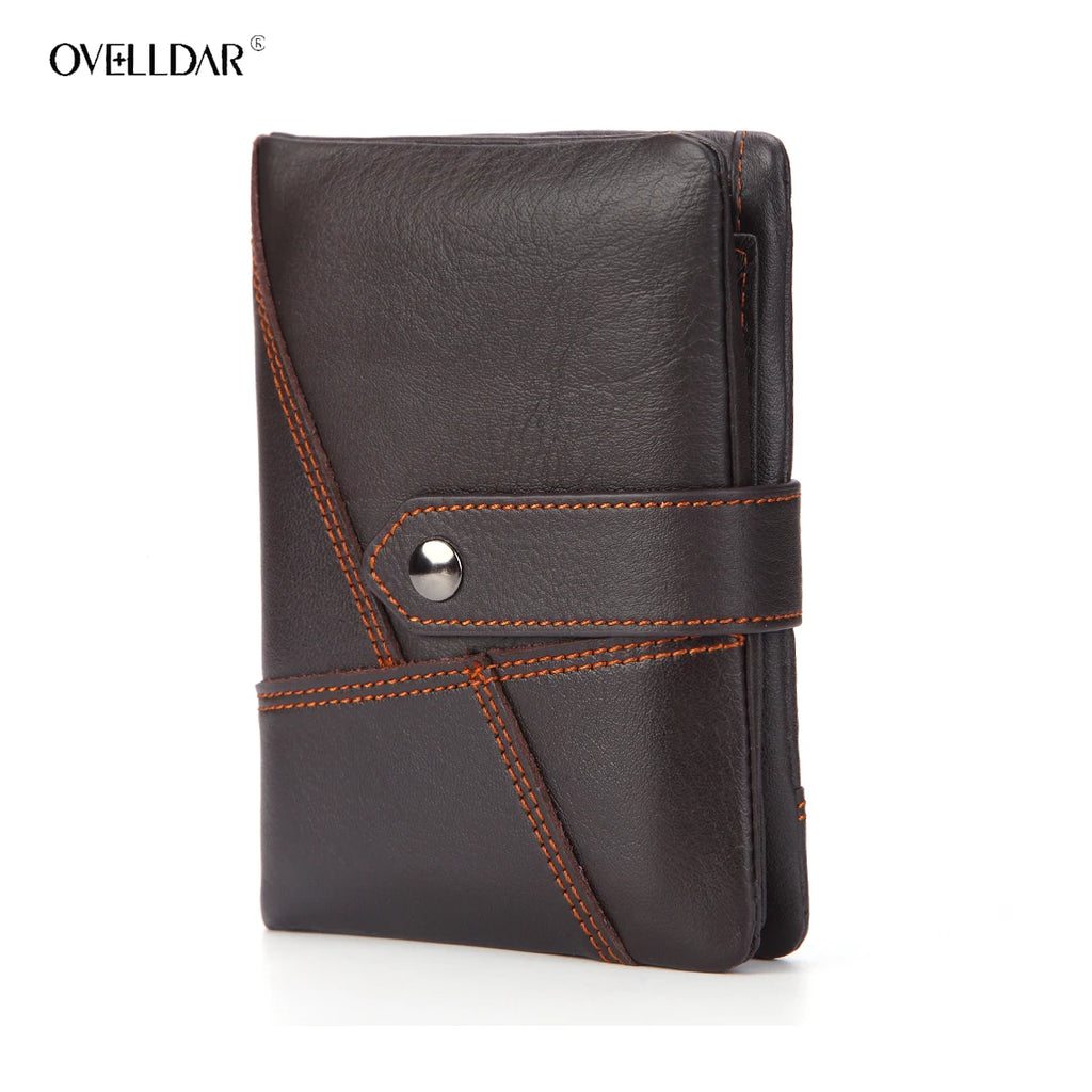 Vintage Cow Leather Wallet Short Splicing Wallet for Men and Women