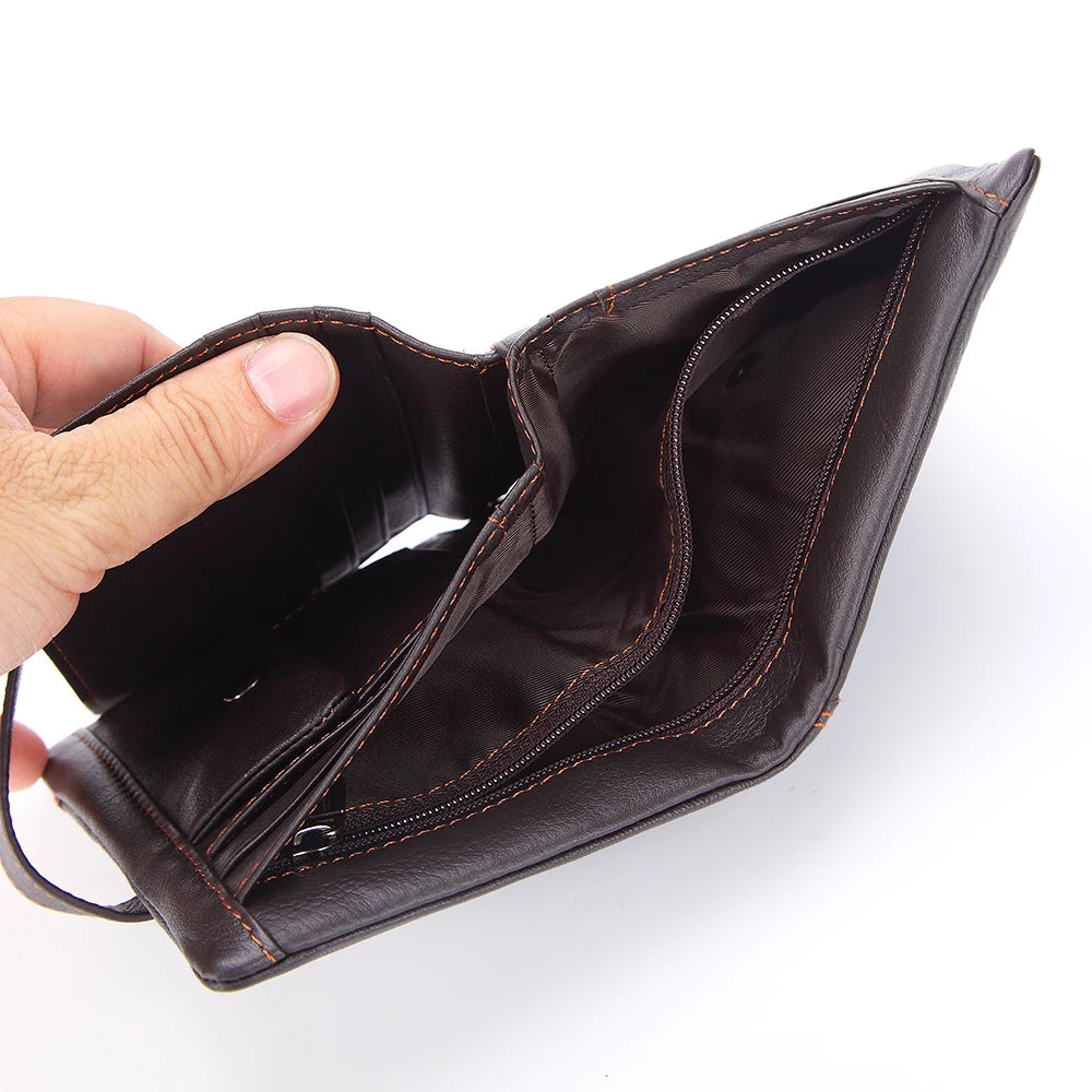 Vintage Cow Leather Wallet Short Splicing Wallet for Men and Women