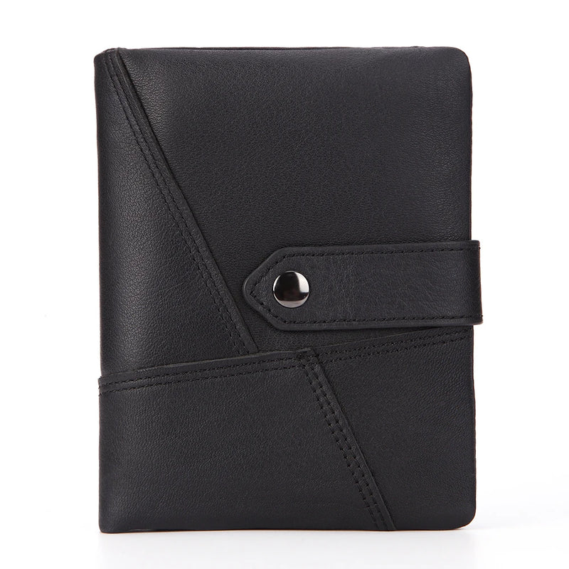Vintage Cow Leather Wallet Short Splicing Wallet for Men and Women