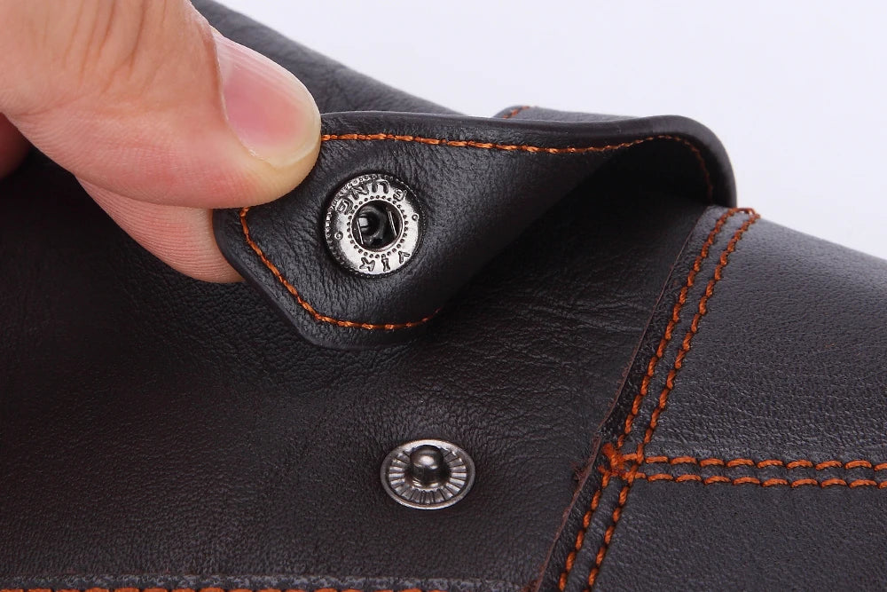 Vintage Cow Leather Wallet Short Splicing Wallet for Men and Women