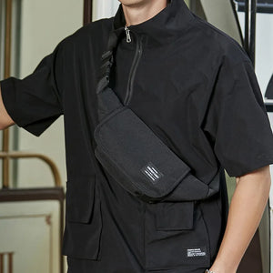 Men's Oxford Shoulder Bag Canvas Crossbody Handbag Travel Banana Bag