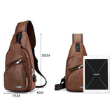 Leather Men Chest Bag Vintage Crossbody Shoulder Bag