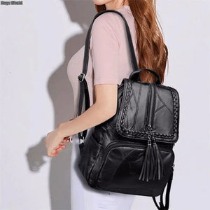 Minimalism Female Backpack PU Youth Women Bagpack Girl Casual Rucksacks