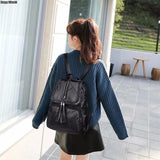 Minimalism Female Backpack PU Youth Women Bagpack Girl Casual Rucksacks