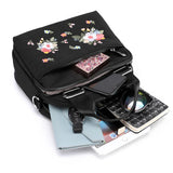 Embroidery Flowers Women's Tote Shoulder Bag Multifunction Handbags