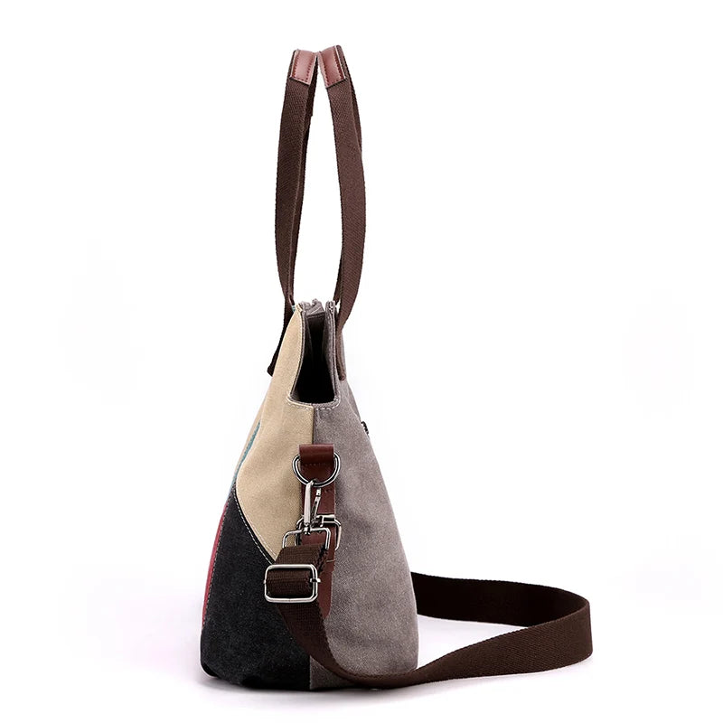 Vintage Patchwork Shoulder Bag Women's Messenger Top-handle Tote Crossbody Purse