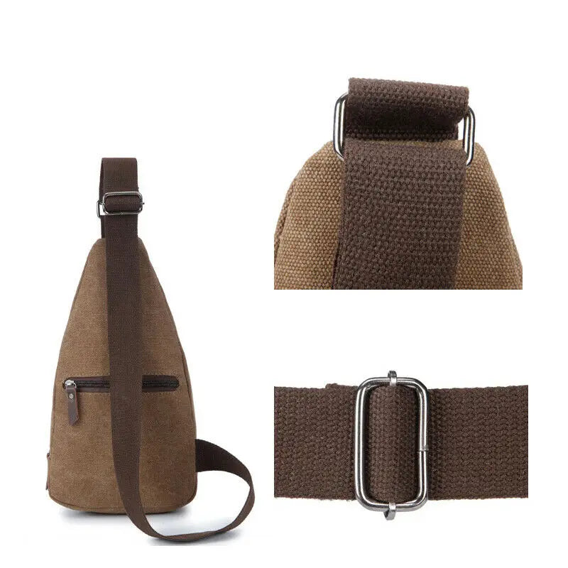 Men Vintage Canvas Zipper Hiking Waist Fanny Pack Bags