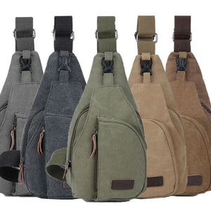 Men Vintage Canvas Zipper Hiking Waist Fanny Pack Bags