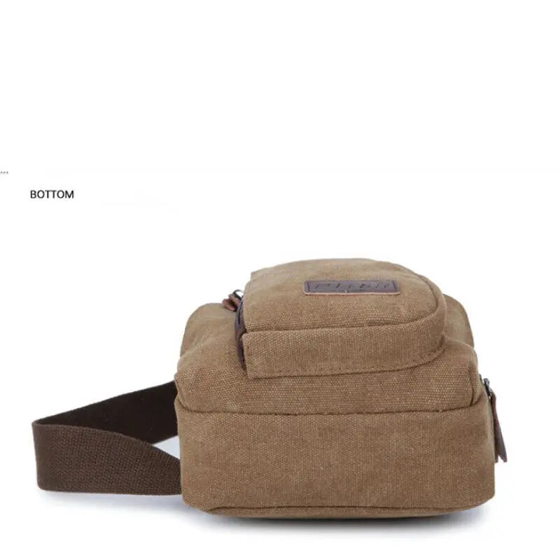 Men Vintage Canvas Zipper Hiking Waist Fanny Pack Bags