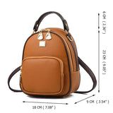 Leather Small Women Backpacks Zipper Shoulder Bag Female Phone Bags
