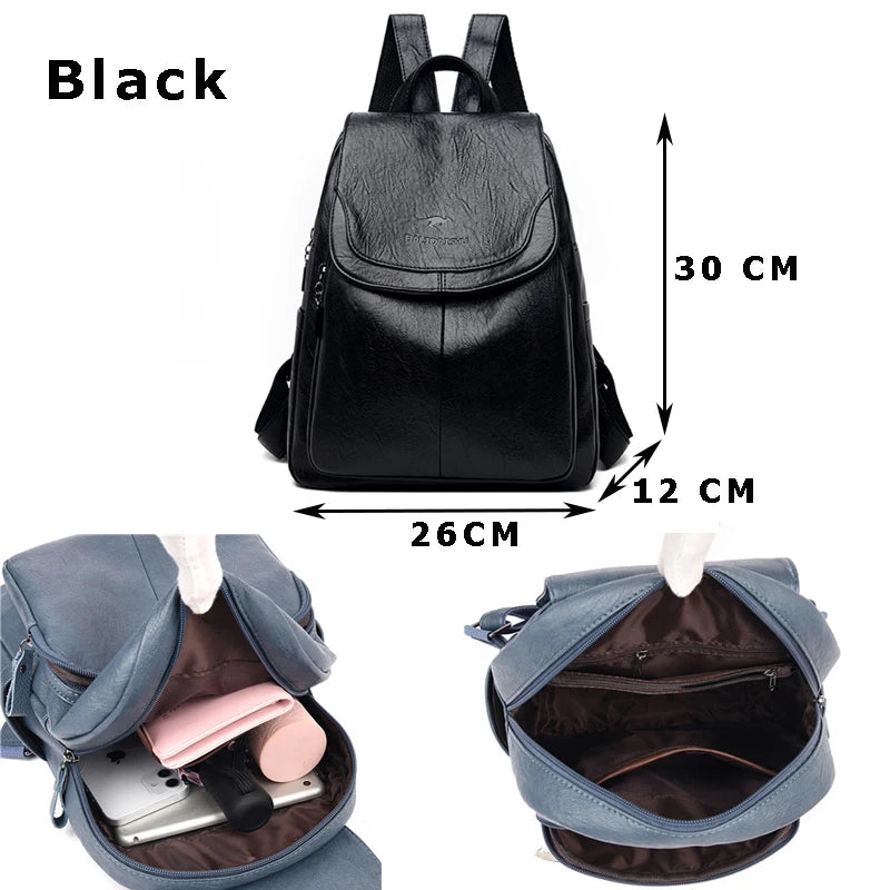 Leather Small Women Backpacks Zipper Shoulder Bag Female Phone Bags