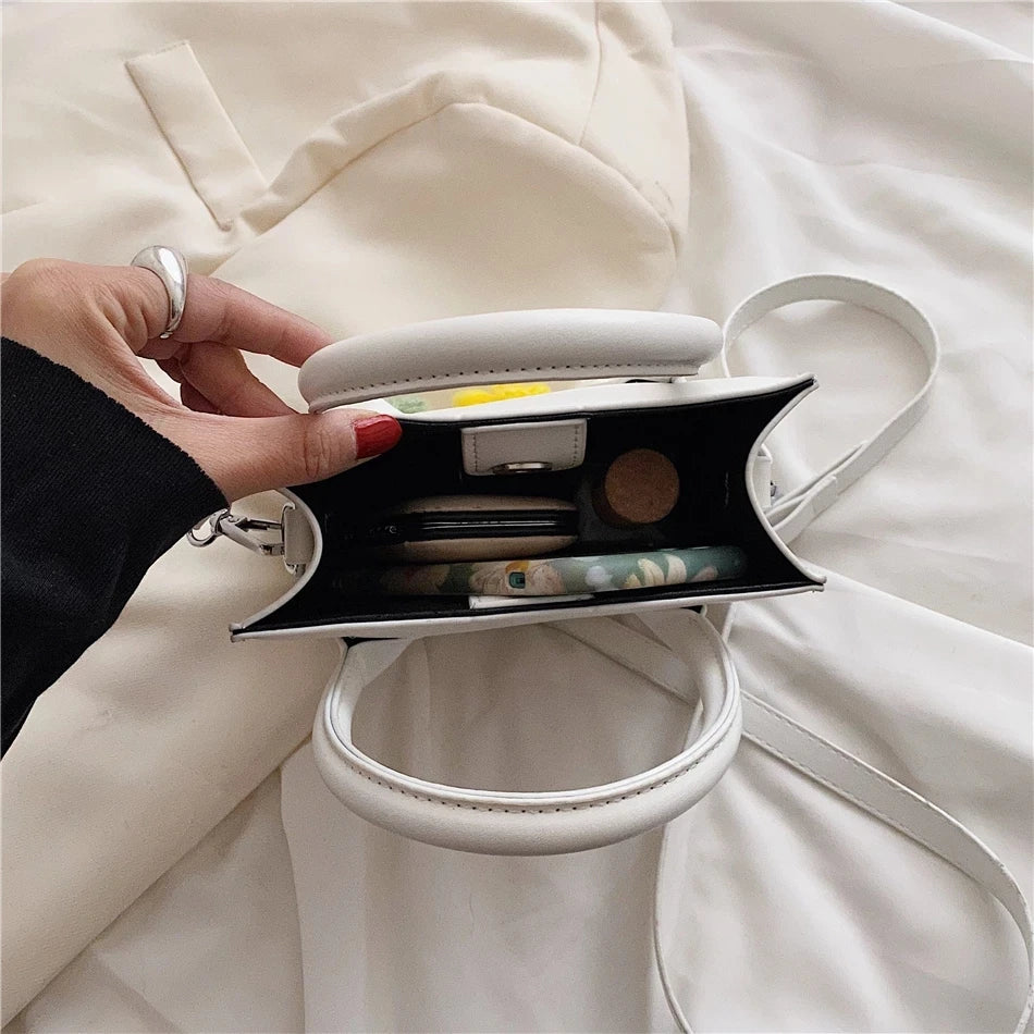 Women's Small Totes Bag Solid PU Leather Shoulder Crossbody Bags For Women