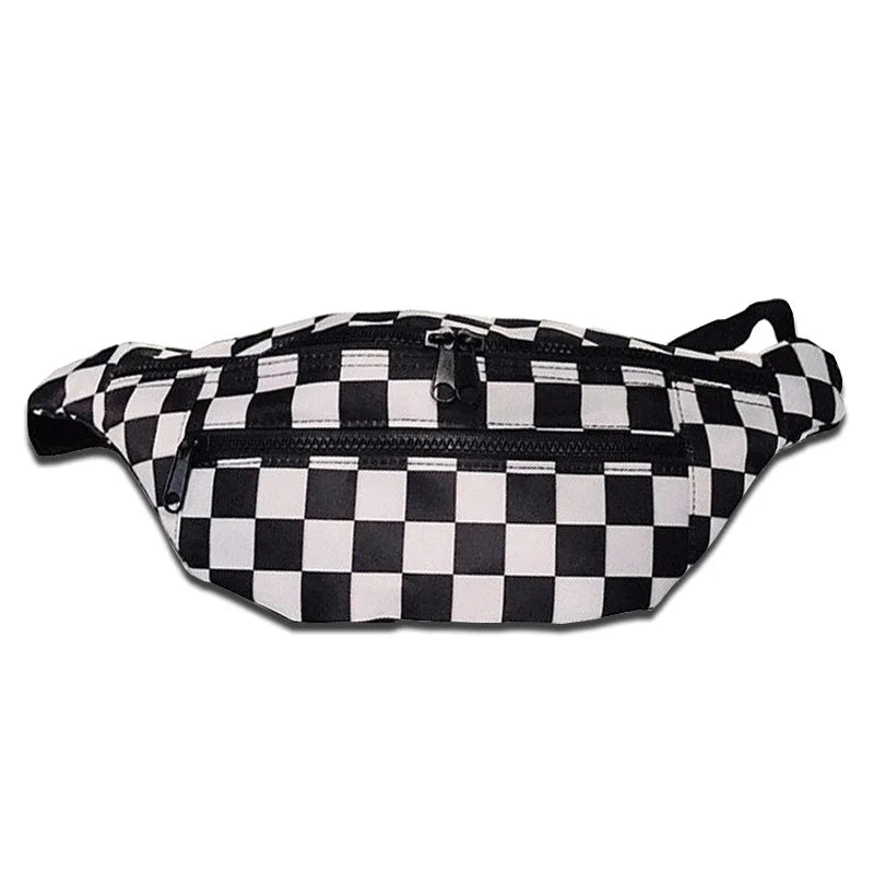 Nylon Lattice Waist Bag Shoulder Chest Fanny Pack for Women