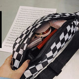 Nylon Lattice Waist Bag Shoulder Chest Fanny Pack for Women