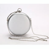 PU Circular Evening Bag Pink Silver Metal Ring Totes Bag
