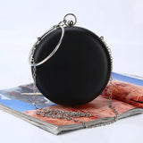 PU Circular Evening Bag Pink Silver Metal Ring Totes Bag