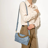 PU Quilting Padded Handbag Women's Ball Beading Handle Shoulder Crossbody Bag Mi