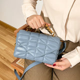 PU Quilting Padded Handbag Women's Ball Beading Handle Shoulder Crossbody Bag Mi