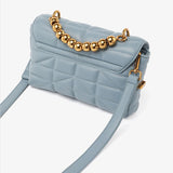 PU Quilting Padded Handbag Women's Ball Beading Handle Shoulder Crossbody Bag Mi