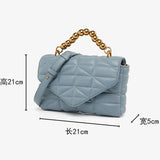 PU Quilting Padded Handbag Women's Ball Beading Handle Shoulder Crossbody Bag Mi