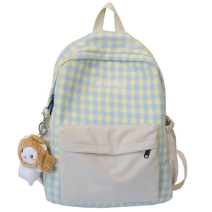 Plaid Backpack Women School Bag For Teenage Girl Check Shoulder Bag