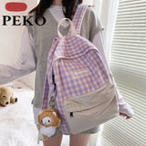 Plaid Backpack Women School Bag For Teenage Girl Check Shoulder Bag