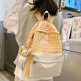 Plaid Backpack Women School Bag For Teenage Girl Check Shoulder Bag